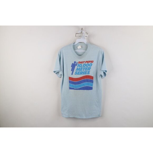 Vintage Tops - Vintage 70s Womens Large Faded Thin Diet Pepsi 10K Road Race Running T-Shirt USA